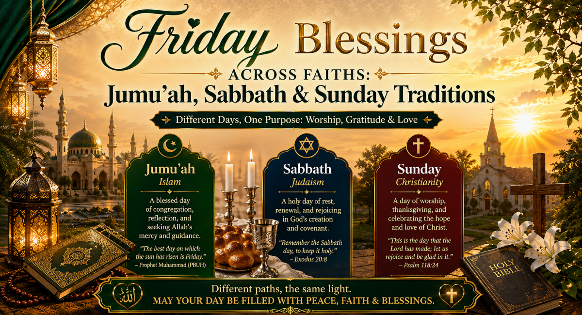 Friday Blessings Across Faiths: Jumu'ah, Sabbath & Sunday Traditions
