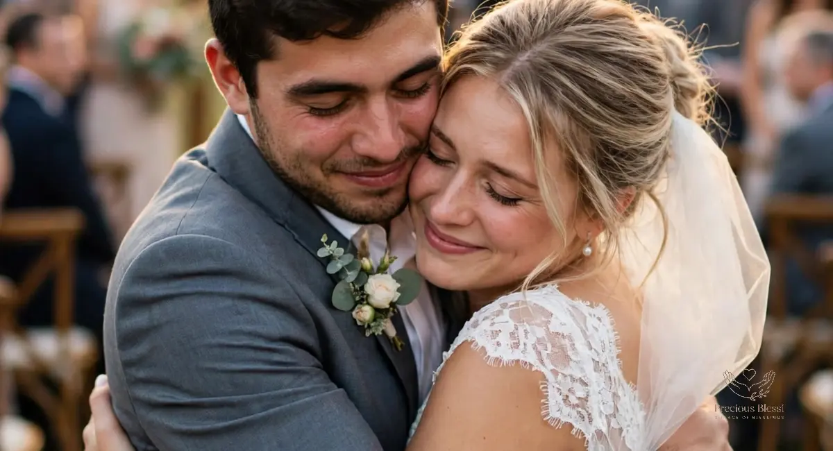 Emotional wedding wishes for brother — brother and sister sharing a warm hug at a wedding ceremony