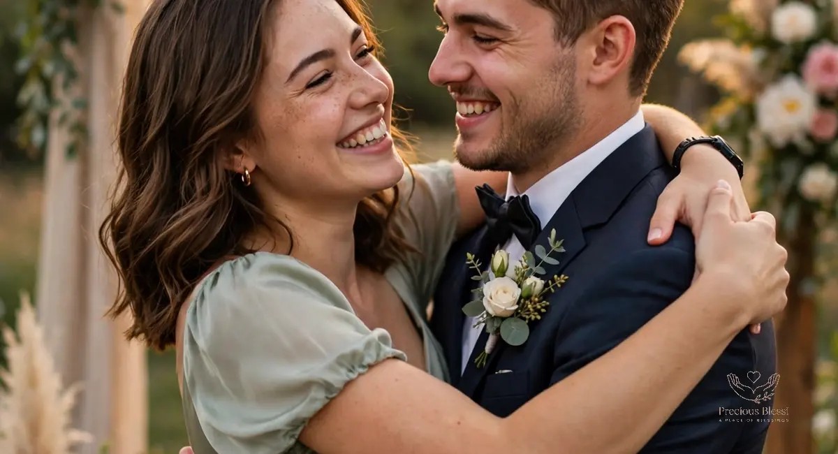 Wedding wishes for brother from a loving sister — sister hugging her brother on his wedding day