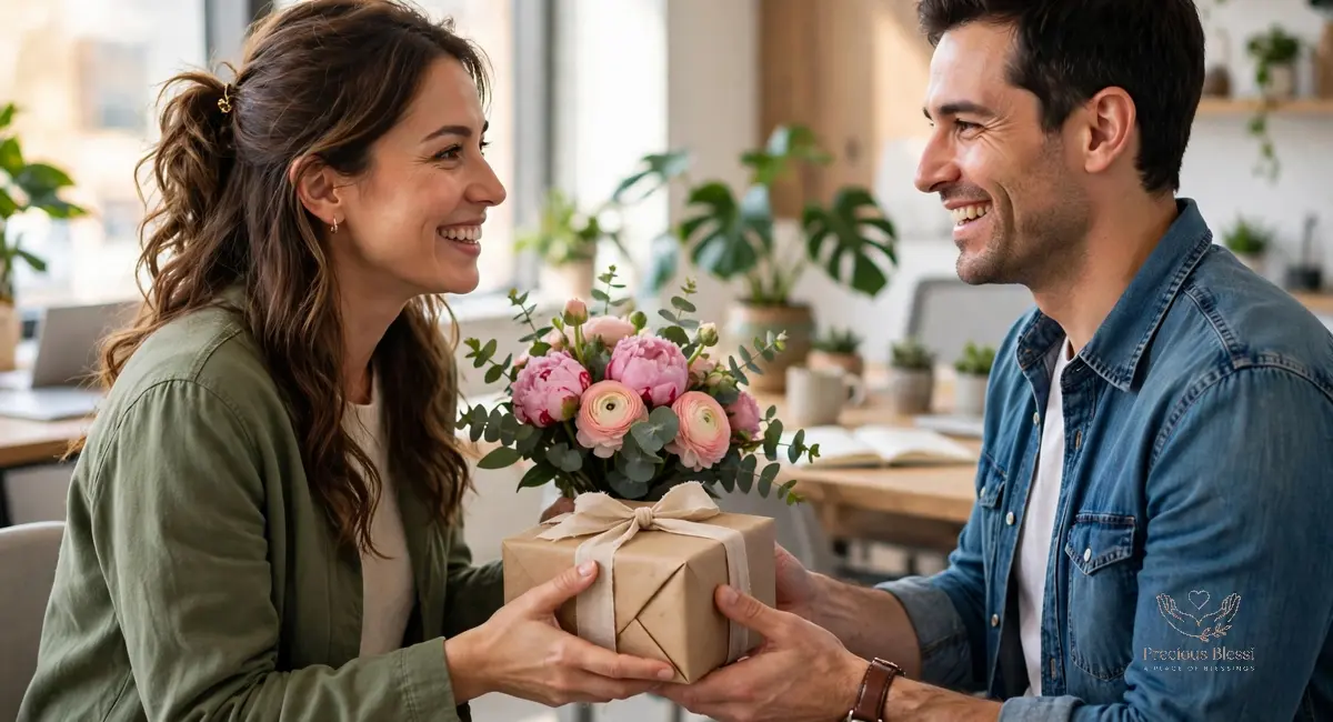 Congratulations wishes on promotion for a coworker — friendly coworkers raising coffee cups in a toast at work