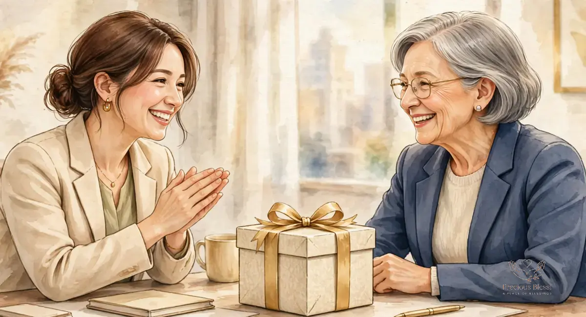 Wedding wishes for a manager — a professional congratulating a senior colleague's wedding with a gift box