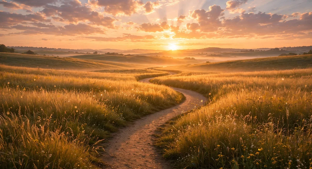 Congratulations wishes for new job quotes — sunrise path through a golden field