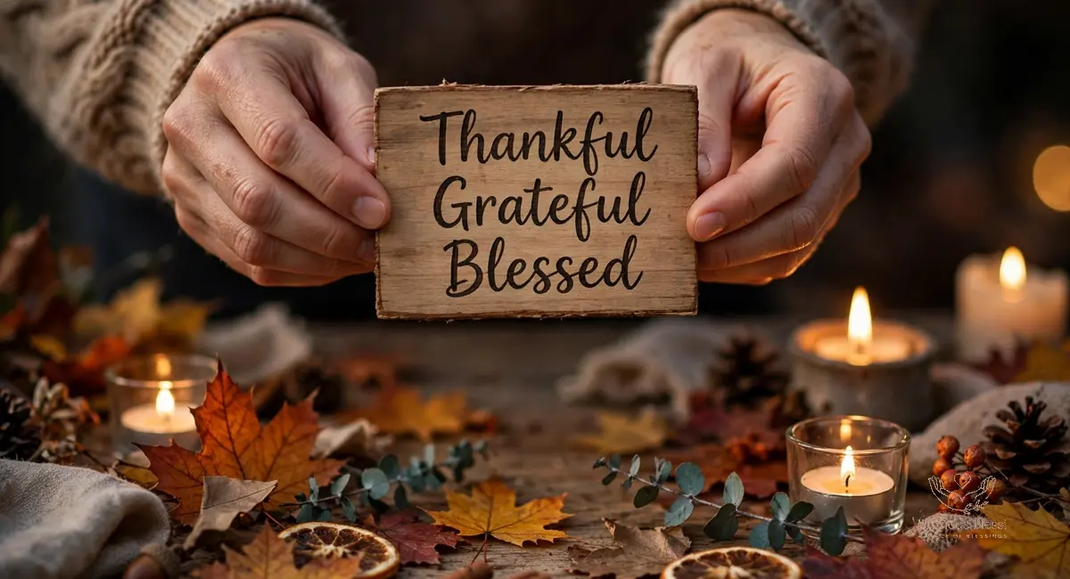 Thanksgiving quotes for family — hands joined in a thankful prayer before the Thanksgiving meal