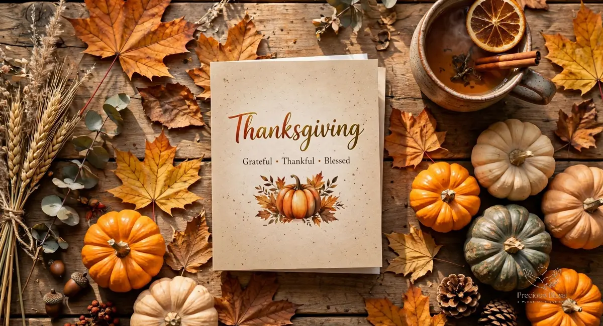 Short thanksgiving quotes for family — a cozy autumn Thanksgiving table setting close-up