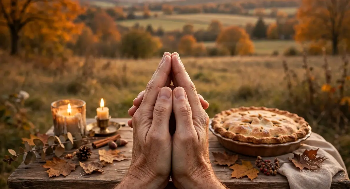 Thanksgiving blessings quotes for family — a candlelit Thanksgiving table blessing moment